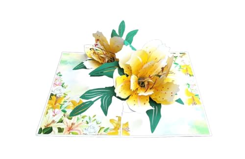 3D Pop-Up Geburtstagskarte mit Lilienstrauß, 15 x 20 cm, Handgefertigt, Gelbe Blumen 3D Pop-Up Geburtstagskarte mit Lilienstrauß, 15 x 20 cm, Handgefertigt, Gelbe Blumen von REMOtech