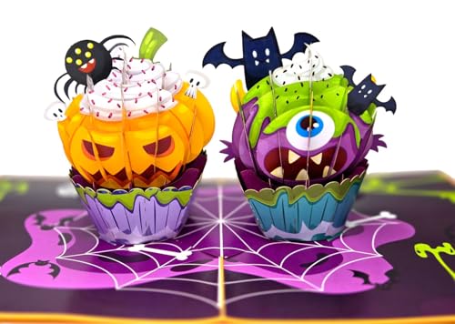 3D Pop Up Karte Halloween Cupcake Monster mit Kürbis, Spinne und Fledermäusen – Handgemachte Klappkarte 15x20 cm mit Umschlag, kreative Gruselkarten für Kinder & Erwachsene, Deko & Geschenkidee 3D Pop Up Karte Halloween Cupcake Monster mit Kürbis, Spinne und Fledermäusen – Handgemachte Klappkarte 15x20 cm mit Umschlag, kreative Gruselkarten für Kinder & Erwachsene, Deko & Geschenkidee von REMOtech