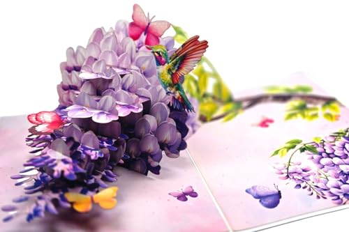 3D Pop-Up Karte Kolibri & Glyzinien – Klappkarte mit Schmetterlingen, 15x20 cm geschlossen, 30x20 cm geöffnet, 11 cm 3D-Effekt, inkl. weißem Umschlag – Geschenk für Geburtstag, Muttertag & Danke 3D Pop-Up Karte Kolibri & Glyzinien – Klappkarte mit Schmetterlingen, 15x20 cm geschlossen, 30x20 cm geöffnet, 11 cm 3D-Effekt, inkl. weißem Umschlag – Geschenk für Geburtstag, Muttertag & Danke von REMOtech