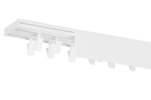 RENA Vorhangschiene 2-läufig Gardinenschiene aus Kunststoff Vorhang-Deckenschiene mit Abdeckung und Klammern Gardinenleiste Gardinenstange Gardinen Vorhänge für Deckenmontage Weiß 370cm RENA Vorhangschiene 2-läufig Gardinenschiene aus Kunststoff Vorhang-Deckenschiene mit Abdeckung und Klammern Gardinenleiste Gardinenstange Gardinen Vorhänge für Deckenmontage Weiß 370cm von RENA