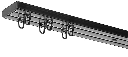 RENA Vorhangschiene 2-läufig Gardinenschiene aus Kunststoff Vorhang-Deckenschiene mit Klammern Gardinenleiste Gardinenstange Gardinen Vorhänge für Deckenmontage Schwarz 360cm RENA Vorhangschiene 2-läufig Gardinenschiene aus Kunststoff Vorhang-Deckenschiene mit Klammern Gardinenleiste Gardinenstange Gardinen Vorhänge für Deckenmontage Schwarz 360cm von RENA