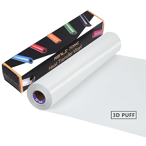 Renlitong 3D-Wärmetransfer-Vinyl, matt, 30,5 cm x 1,8 m, zum Aufbügeln, für Wärmepresse, T-Shirt für alle Schneidemaschinen, Vinyl-Design, Weiß Renlitong 3D-Wärmetransfer-Vinyl, matt, 30,5 cm x 1,8 m, zum Aufbügeln, für Wärmepresse, T-Shirt für alle Schneidemaschinen, Vinyl-Design, Weiß von RENLI·TONG