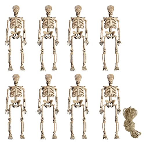 RENXR 8 Stück Mini-Skelett-Halloween-Dekoration, Kunststoff-Skelett-Figur, kleines Skelett, menschliches Modell, Skelett-Requisite für Spukhaus, Halloween-Dekoration von RENXR