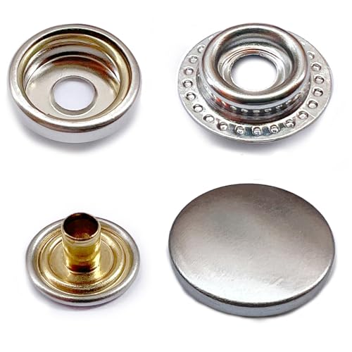 15mm Silber Druckknöpfe, Metall Nähzubehör Buttons Knöpfe zum Annähen Jessey Snaps für DIY Basteln Stoff, Kleidung Taschen von RERI