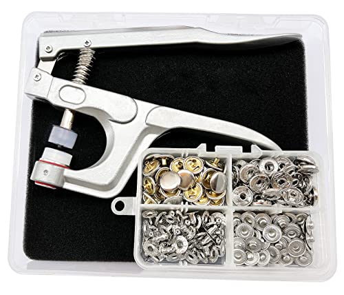 Anorak Druckknöpfe mit Zange Ø12,5mm 40set Silber Druckknopf Set für Lederhandwerksjacke Handtasche Brieftasche von RERI