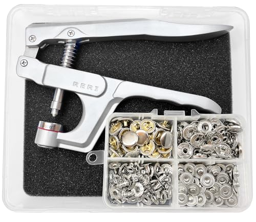 Anorak Druckknöpfe mit Zange, Metall Druckknöpfe, Ø12,5mm Silber Druckknopf Set für Lederhandwerksjacke Handtasche Brieftasche Anorak Druckknöpfe mit Zange, Metall Druckknöpfe, Ø12,5mm Silber Druckknopf Set für Lederhandwerksjacke Handtasche Brieftasche von RERI