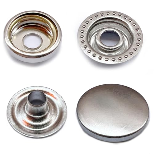 Druckknöpfe Φ15mm 80set Silber Messing Nähzubehör Buttons Knöpfe zum Annähen Metall Snaps für DIY Basteln Stoff, Kleidung Taschen von RERI