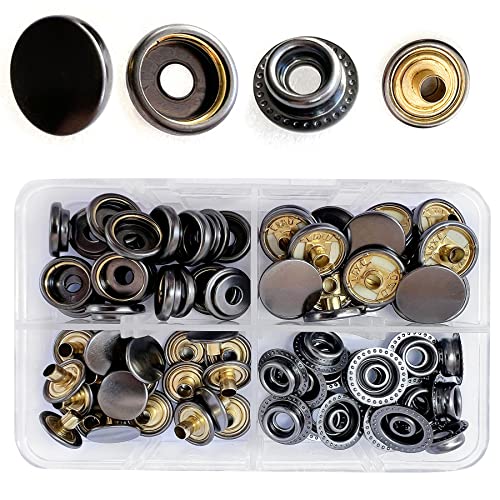 Druckknöpfe Φ15mm Schwarz Nähzubehör Buttons Knöpfe zum Annähen Metall Snaps für DIY Basteln Stoff, Kleidung Taschen von RERI