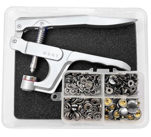 Druckknöpfe mit Zange 12,5mm Schwarz Anorak Druckknopf Set für Lederhandwerksjacke Handtasche Brieftasche von RERI