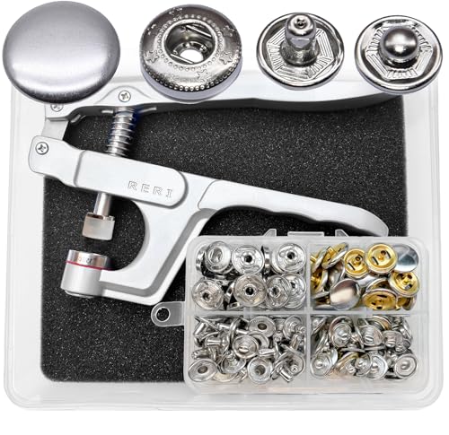 40 Stück Druckknöpfe mit Zange Ø 15 mm Silber für Lederjacken Handtaschen Geldbeutel 40 Stück Druckknöpfe mit Zange Ø 15 mm Silber für Lederjacken Handtaschen Geldbeutel von RERI