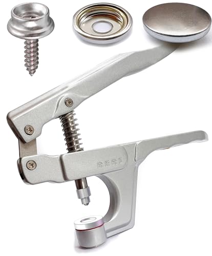 Druckknöpfe mit Zange Druckknopf Werkzeugsatz 15mm Silber Druckknöpfe für Lederhandwerksjacke Handtasche Brieftasche von RERI