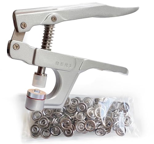 Jersey Druckknöpfe mit Zange 11mm Metall Nähzubehör Buttons Knöpfe zum Annähen Werkzeug Jessey Snaps für DIY Basteln Stoff, Kleidung Taschen (Silver) von RERI