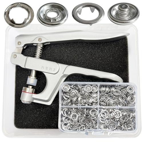 Jersey Druckknöpfe, Druckknöpfe mit Zange, 11mm Metall Druckknopf Nähzubehör Buttons Knöpfe zum Annähen Werkzeug Jessey Snaps für DIY Basteln Stoff, Kleidung Taschen von RERI