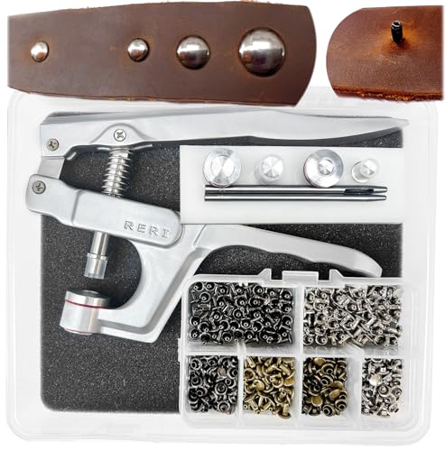 Leder Nieten Set mit Zange, Adapter für 3 Nietengrößen Metall Doppelkappe Druckknöpfe für DIY Handwerk Reperatur nähen, Handgemacht, DIY Kleidung Leder Nieten Set mit Zange, Adapter für 3 Nietengrößen Metall Doppelkappe Druckknöpfe für DIY Handwerk Reperatur nähen, Handgemacht, DIY Kleidung von RERI