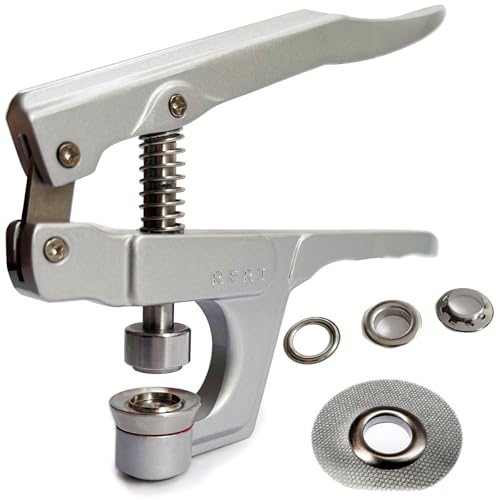 RERI 100set 14mm Ösen-Set mit Werkzeug Silver Ösenzange Ösen mit Ösen-Einstellwerkzeug für Schnürsenkel, Kleidung, Rucksack, Schuhleder von RERI