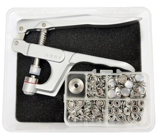 RERI 11 mm Perle Druckknopf, 40-teiliges Set mit Adapter und Zange, Metall, für Heimwerker, Nähen und Basteln RERI 11 mm Perle Druckknopf, 40-teiliges Set mit Adapter und Zange, Metall, für Heimwerker, Nähen und Basteln von RERI