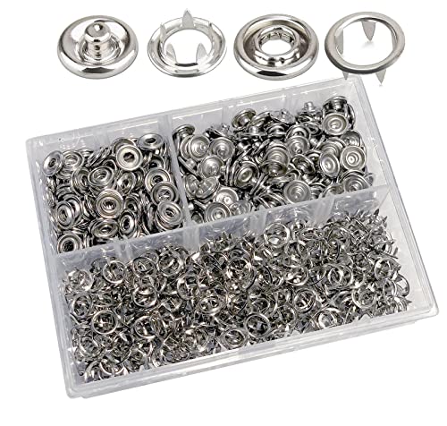 200set 9.5mm Silber Jersey Druckknöpfe Metall Nähzubehör Buttons Knöpfe Jersey Snaps für DIY Basteln Stoff, Kleidung Taschen von RERI