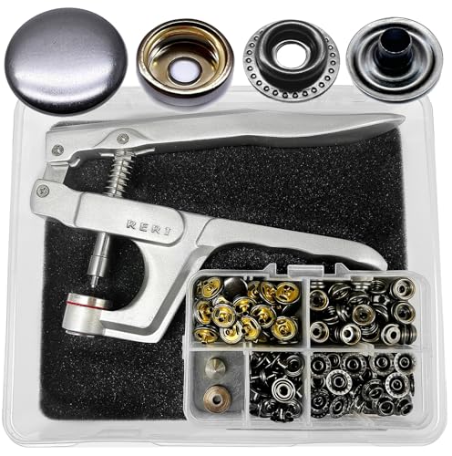 RERI Druckknöpfe mit Zange 12.5mm Schwarz Druckknöpfe für Lederhandwerksjacke Handtasche Brieftasche RERI Druckknöpfe mit Zange 12.5mm Schwarz Druckknöpfe für Lederhandwerksjacke Handtasche Brieftasche von RERI