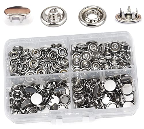 RERI Jersey Druckknöpfe Metall 50 Stück, Φ10mm, Druckknopf Set, Nähzubehör Buttons Knöpfe zum Annähen Werkzeug Jessey Snaps Für ür Baby Kinderbekleidung Sewing (Silber) von RERI