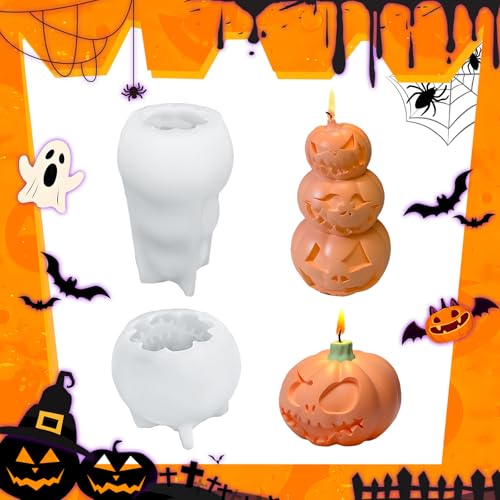 RESIN GO Halloween-Formen aus Silikon, böser Kürbis, Kerzenformen-Set, 3D-Kürbis-Ornament-Formen für Epoxidharz, Gießen, Aromatherapie, Kerzen, Seife, Heimkunst, Handwerk, Heimdekoration RESIN GO Halloween-Formen aus Silikon, böser Kürbis, Kerzenformen-Set, 3D-Kürbis-Ornament-Formen für Epoxidharz, Gießen, Aromatherapie, Kerzen, Seife, Heimkunst, Handwerk, Heimdekoration von RESIN GO