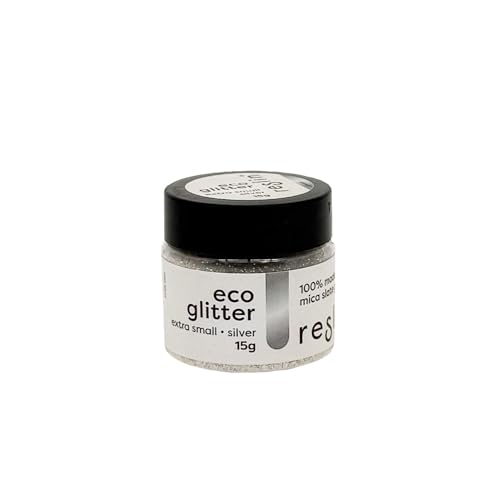 Reslin® Eco Glitter – Silber, sehr kleiner natürlicher Glitzer auf Mica-Basis für einen Glitzereffekt – 15 g von RESLIN