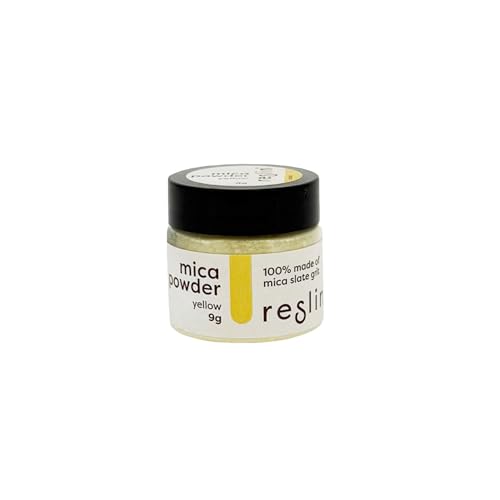 Reslin Glimmerpulver, gelb, 9 g, Mineralpuder, Perlmutt, für glitzernde Effekte, ideal für Dekoration und Handwerk von RESLIN