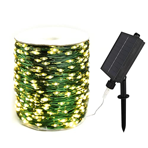 RESNICE Solar-Lichterkette, 60M 600 LEDs, lang, grüner Kupferdraht, wasserdicht, für den Außenbereich, für Garten, Hinterhof, Terrasse, Veranda, Baum, Hochzeit, Party-Dekoration von RESNICE