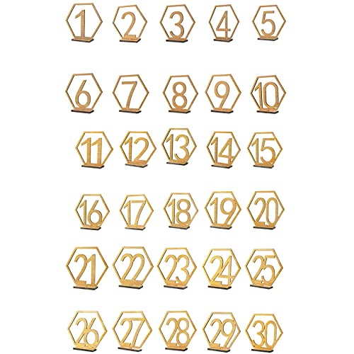 RESOYE Holz-Tischnummern, 1–30 Hochzeitstischnummern mit Halter, DIY Hochzeitstisch-Kartenschild Ständer für Hochzeit, Party, Veranstaltungen oder Gastronomie Dekor, 11 cm von RESOYE