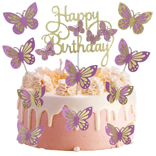 13 x Schmetterlingskuchendekorationen, goldfarben, rosa, glitzernd, Geburtstagskuchenaufsätze für Mädchen und Frauen, Geburtstagstorte für Kuchen, Cupcakes, Party-Dekorationen 13 x Schmetterlingskuchendekorationen, goldfarben, rosa, glitzernd, Geburtstagskuchenaufsätze für Mädchen und Frauen, Geburtstagstorte für Kuchen, Cupcakes, Party-Dekorationen von RESTALLADNWEST