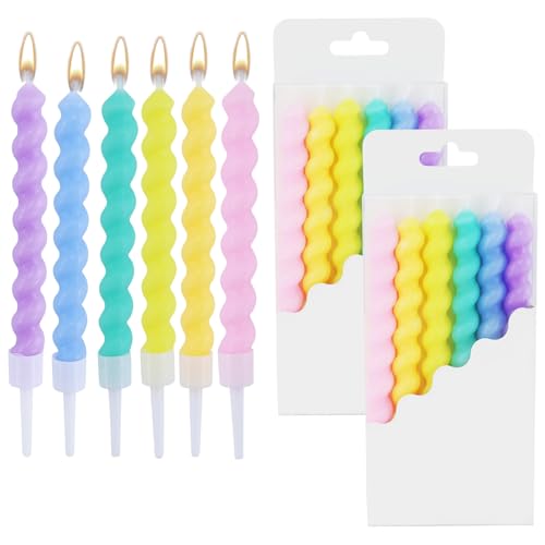Macarone-Spiral-Kerzen-Set, 12 Stück, Party-Kerzen, bunte Kuchendekorationen für Babypartys, Mädchen, Jungen, Baby, Frauen, Geburtstag und Hochzeit von RESTALLADNWEST