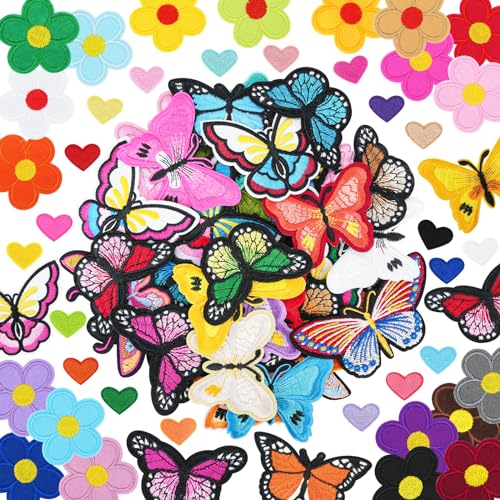 RETON 77 Stück Schmetterling Aufnäher zum Aufbügeln, Blume Patches zum Aufbügeln für Kleidung, Mini-Herz Bestickte Patches, Bügelsticker für Kleidung Jacken Jeans Rucksäcke RETON 77 Stück Schmetterling Aufnäher zum Aufbügeln, Blume Patches zum Aufbügeln für Kleidung, Mini-Herz Bestickte Patches, Bügelsticker für Kleidung Jacken Jeans Rucksäcke von RETON