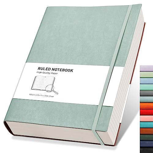 RETTACY A4-Notizbuch, liniert, dick, extra groß, Softcover, mit 2 Haftnotizen, 320 Seiten, Kunstleder, Innentasche 21,5 x 27,9 cm, Babyblau RETTACY A4-Notizbuch, liniert, dick, extra groß, Softcover, mit 2 Haftnotizen, 320 Seiten, Kunstleder, Innentasche 21,5 x 27,9 cm, Babyblau von RETTACY