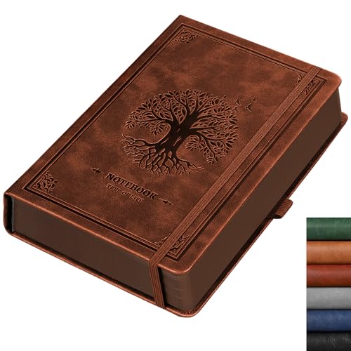 RETTACY Dickes A5 Notizbuch Liniert, Hardcover Leder Notizblock mit 320 nummerierten Seiten zum Schreiben, 100gsm Papier, für Frauen Männer Arbeit Büro Schule, 14.5 x 21cm-Braue von RETTACY
