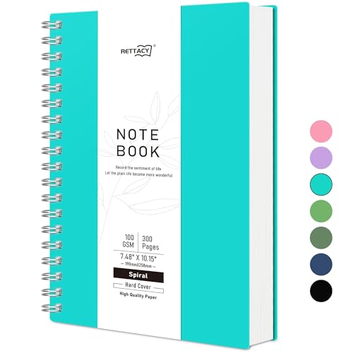 RETTACY Notizbuch B5 Dotted, Bullet Journal Spiral-Notizbuch Gepunktet mit 300 Seiten, Softcover Ringbuch 100 g/m² Dickes für Frauen Männer Arbeit Büro Schule, 14.5 x 21cm - Türkis von RETTACY