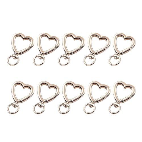 10 x Schlüsselanhänger in unregelmäßiger Form, praktischer Karabiner, drehbare Karabinerverschlüsse, Herzform, Schlüsselanhänger zum Basteln von RETUOLWAG