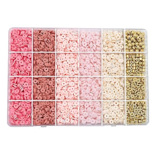2820/2780 Stück 6 mm Ton-Perlen, handgefertigt, flach, rund, Abstandshalter für Schmuckherstellung, Perlenzubehör, Zubehör von RETUOLWAG