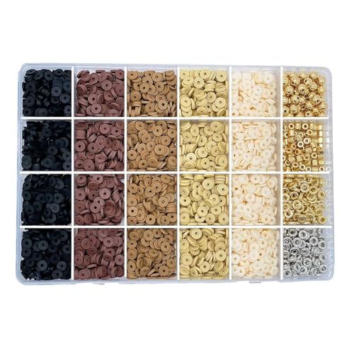 2820/2780 Stück 6 mm Ton-Perlen, handgefertigt, flach, rund, Abstandshalter für Schmuckherstellung, Perlenzubehör, Zubehör 2820/2780 Stück 6 mm Ton-Perlen, handgefertigt, flach, rund, Abstandshalter für Schmuckherstellung, Perlenzubehör, Zubehör von RETUOLWAG