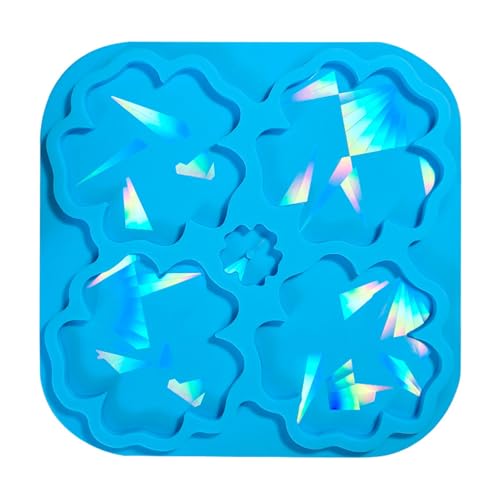 Flexible Silikon-Untersetzer-Form mit holografischer Reflexion, Blumenmuster, Tassenmatte, Epoxidharz, Schmuckherstellungswerkzeug von RETUOLWAG