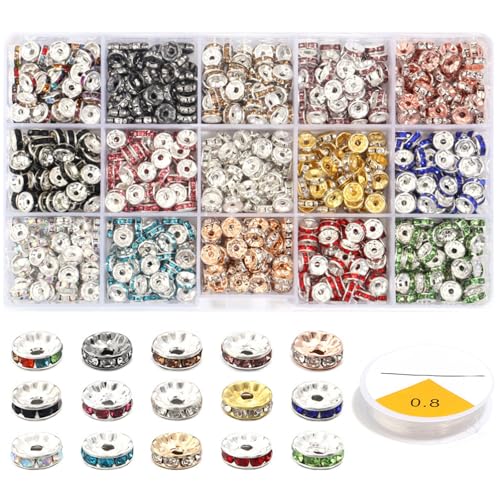 Handgefertigte Kristall-Strass-Abstandshalter, lebendige Rondelle-Perlen mit Kristallen, Abstandshalter für Schmuckhersteller und Designer Handgefertigte Kristall-Strass-Abstandshalter, lebendige Rondelle-Perlen mit Kristallen, Abstandshalter für Schmuckhersteller und Designer von RETUOLWAG