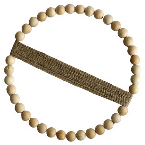 RETUOLWAG Einzigartiger runder Rahmen Makramee Wandbehang Ornament handgewebtes Seil Holzperlen getrocknete Blumenhalter für stilvolle Inneneinrichtung RETUOLWAG Einzigartiger runder Rahmen Makramee Wandbehang Ornament handgewebtes Seil Holzperlen getrocknete Blumenhalter für stilvolle Inneneinrichtung von RETUOLWAG