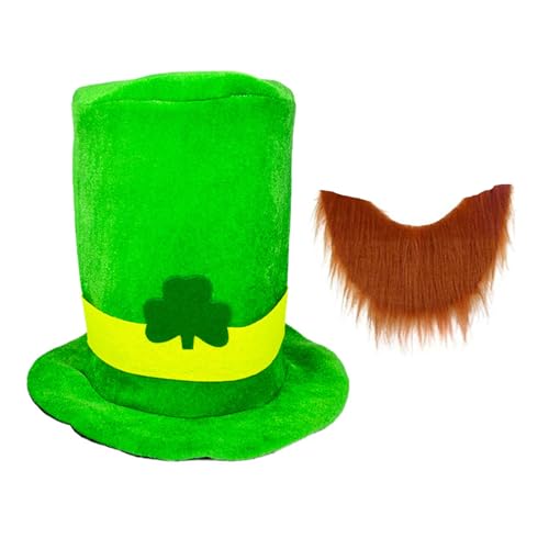 RETUOLWAG Feiern Sie den Patricking-Tag in eleganten Stilen mit einem festlichen grünen Oberteil, Hut und Bart für jedes Alter, Party-Dekoration RETUOLWAG Feiern Sie den Patricking-Tag in eleganten Stilen mit einem festlichen grünen Oberteil, Hut und Bart für jedes Alter, Party-Dekoration von RETUOLWAG