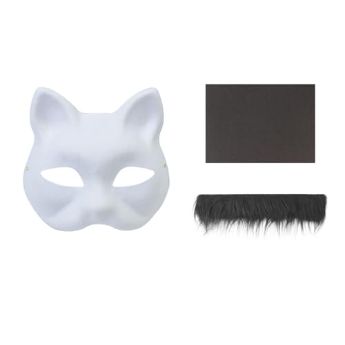RETUOLWAG Handbemaltes Katzen-Set für Kinder, Maskerade, Halloween, Cosplay, halb unbemalt, Füchse, Tier RETUOLWAG Handbemaltes Katzen-Set für Kinder, Maskerade, Halloween, Cosplay, halb unbemalt, Füchse, Tier von RETUOLWAG