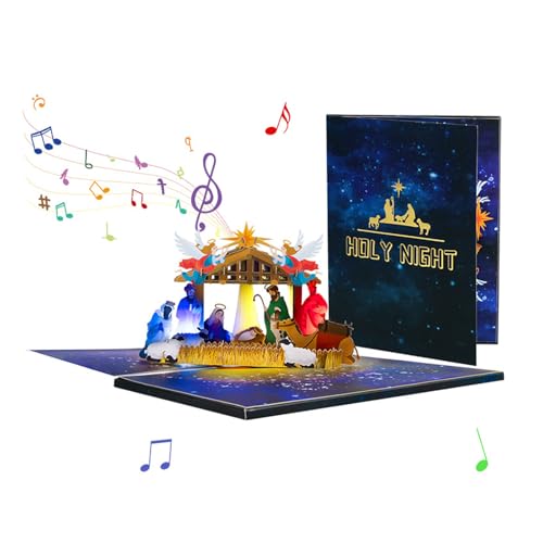 RETUOLWAG Handgefertigter Faltbarer Segen Postkarte Popup Grußkarte Mit Klang Und Licht Für Weihnachten Kreative Überraschungskarte Weihnachtsgeschenk von RETUOLWAG