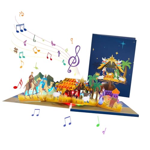RETUOLWAG Handgefertigter Faltbarer Segen Postkarte Popup Grußkarte Mit Klang Und Licht Für Weihnachten Kreative Überraschungskarte Weihnachtsgeschenk von RETUOLWAG