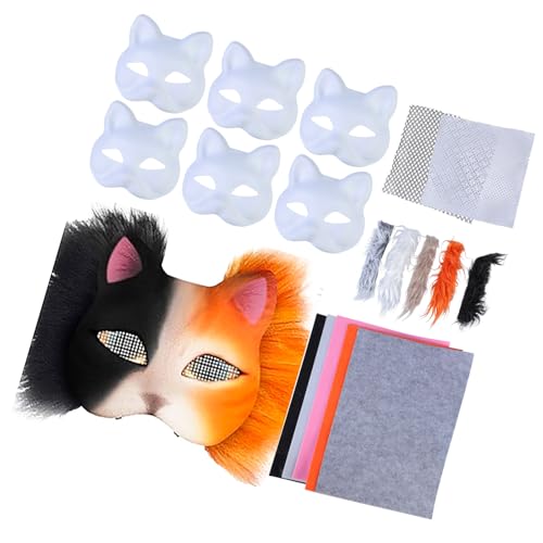 RETUOLWAG Tier-Kits, unbemalte Katzen, Halloween, Cosplay, Maskerade, handbemalte Katzen mit Plüschstoff von RETUOLWAG