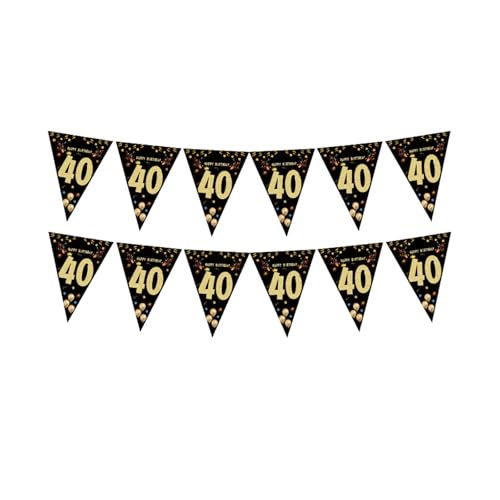 RETUOLWAG Wimpelkette zum Aufhängen, Dekoration für Geburtstagsparty, schwarz, gold, dreieckig, Ornament, Geburtstag, Fotografie, Requisiten für Erwachsene RETUOLWAG Wimpelkette zum Aufhängen, Dekoration für Geburtstagsparty, schwarz, gold, dreieckig, Ornament, Geburtstag, Fotografie, Requisiten für Erwachsene von RETUOLWAG