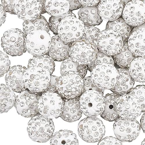 Stilvolle Bastelperlen, elegante weiße Ton-Strass-Perlen für Schmuck, funkelnde Kugeln, Bastelbedarf von RETUOLWAG