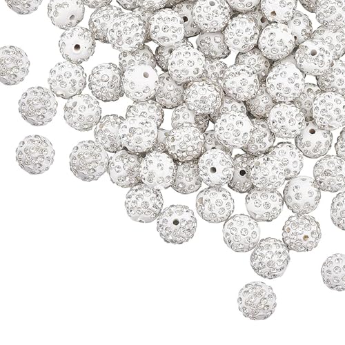 Stilvolle Bastelperlen, elegante weiße Ton-Strass-Perlen für Schmuck, funkelnde Kugeln, Bastelbedarf von RETUOLWAG