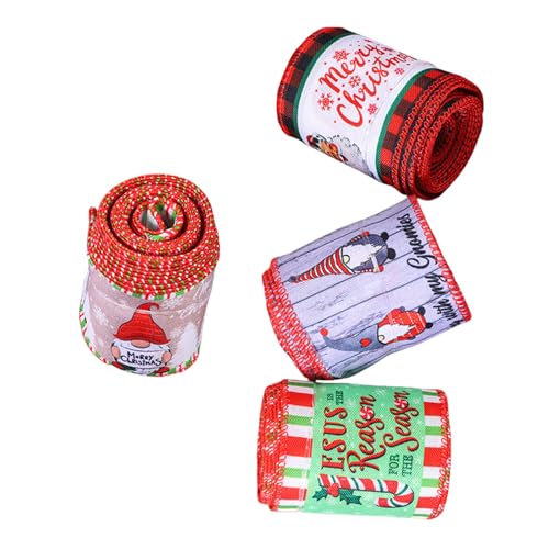Stoffband mit Weihnachtsmotiven, Weihnachtsdekoration, Stoffband-Kollektion für individuelle Urlaubsdekoration, 4 Rollen Stoffband mit Weihnachtsmotiven, Weihnachtsdekoration, Stoffband-Kollektion für individuelle Urlaubsdekoration, 4 Rollen von RETUOLWAG