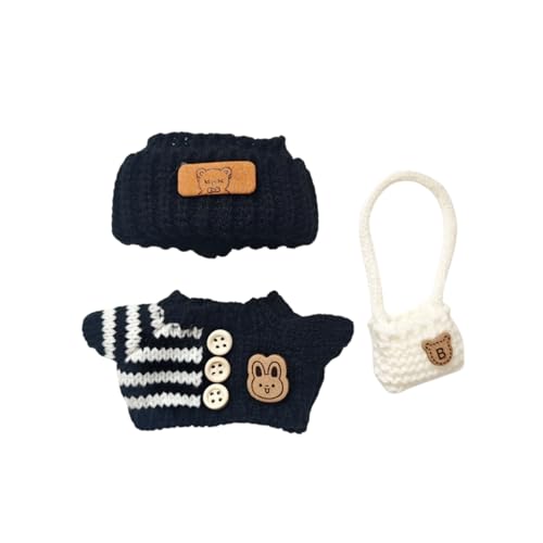 17 cm langes Kleidungsset (keine Puppe im Lieferumfang enthalten) – Set mit Hut und Overall für 17 cm Zubehör – niedliche Kleidung in einzigartigem Stil – stilvolle Puppen-Outfits (schwarz (Puppe von RETZLA